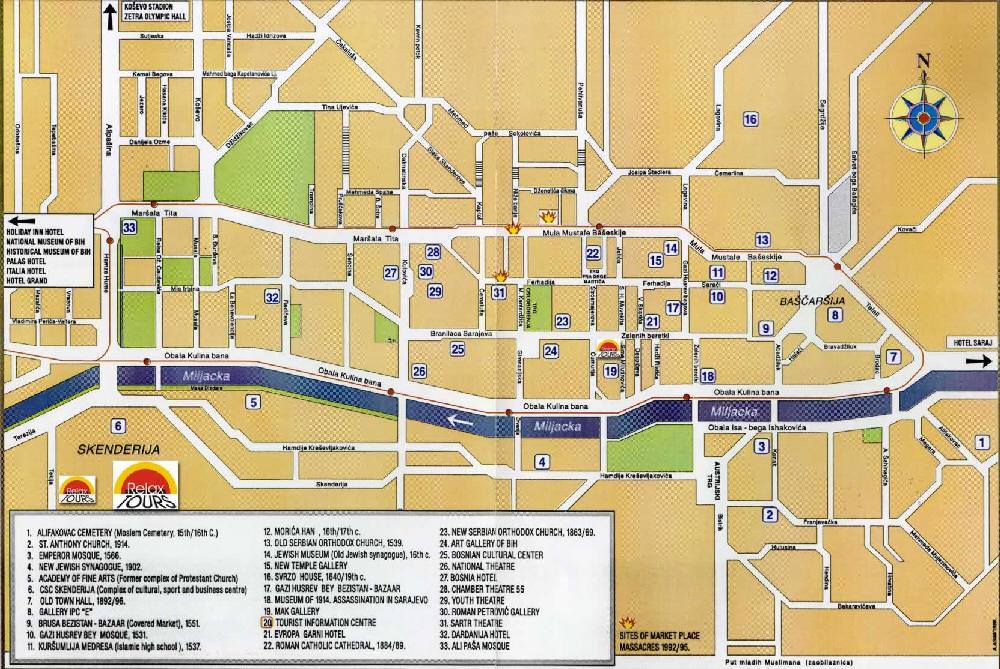 mapa sarajeva Detailed city map of Sarajevo, street map mapa sarajeva