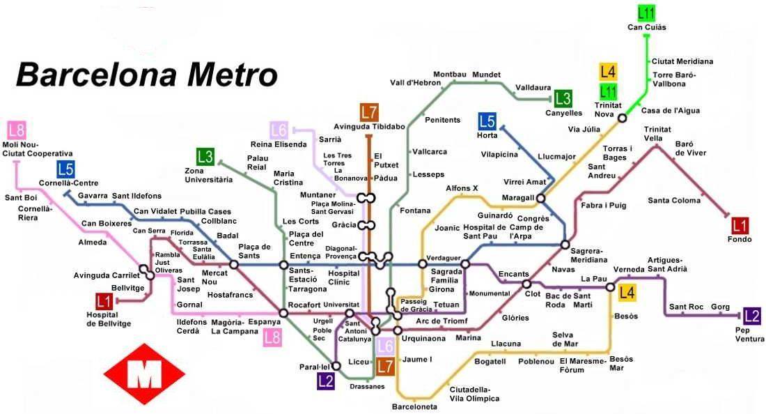 Mappa Della Metropolitana Di Barcellona Cartina Della Metropolitana 