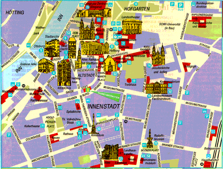 Karte von Innsbruck - Stadtplan Innsbruck