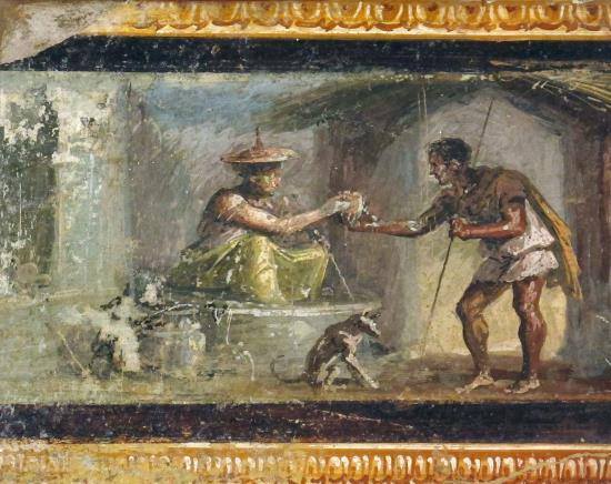 Affresco donna viandante - Casa dei dioscuri a Pompei