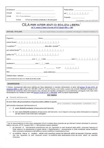Cila, comunicazione inizio lavori Foglio inizio lavori condominio