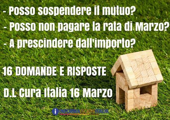 Dl Cura Italia - Mutui - Domande/risposte, tempi, problematiche