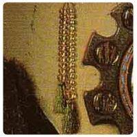 Dettaglio rosario nel dipinto Ritratto dei Coniugi Arnolfini