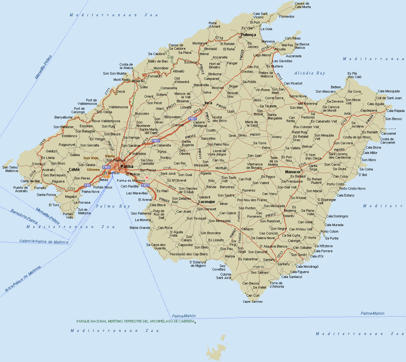 Mappa Isola Mallorca 