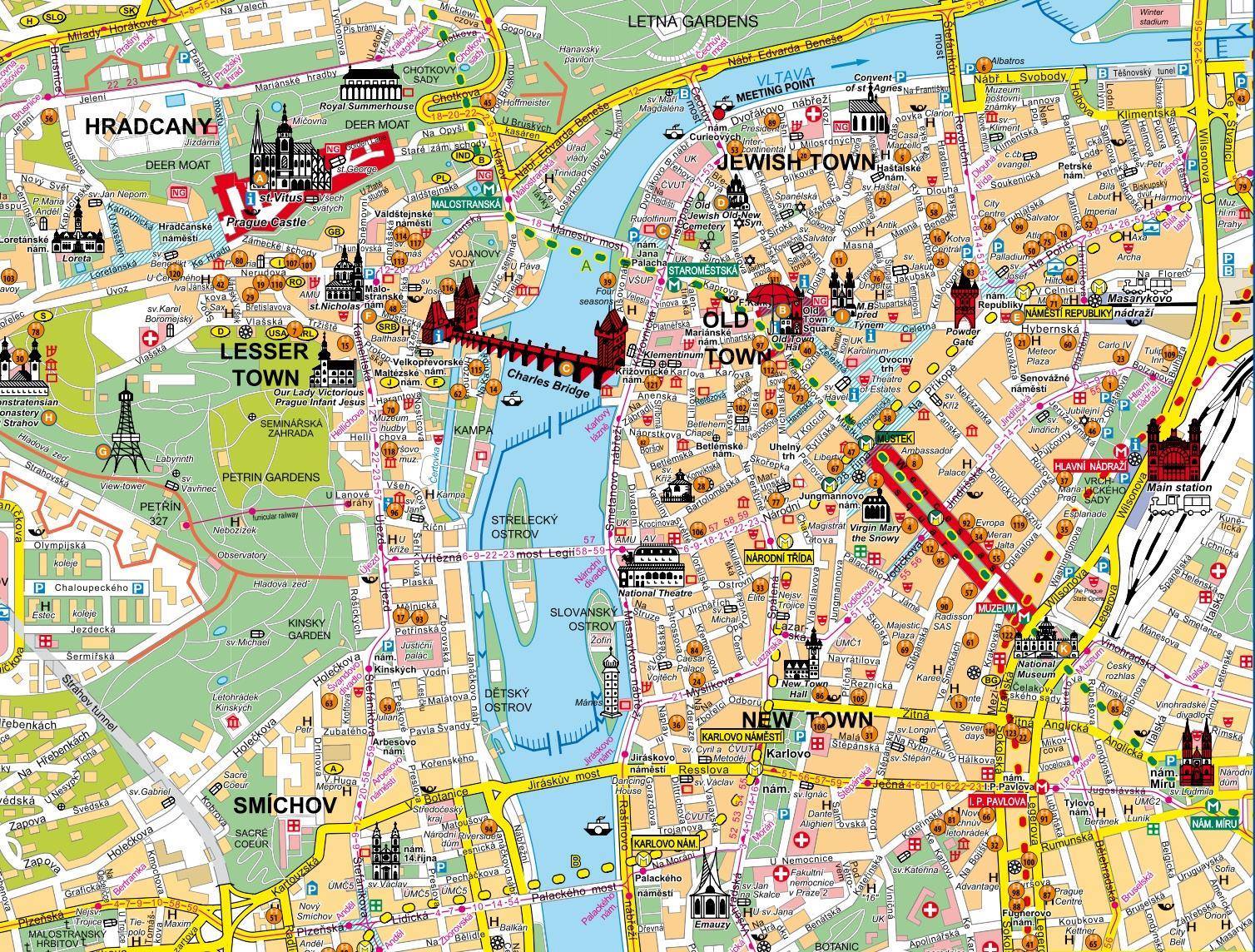 Karte von Prag - Stadtplan Prag