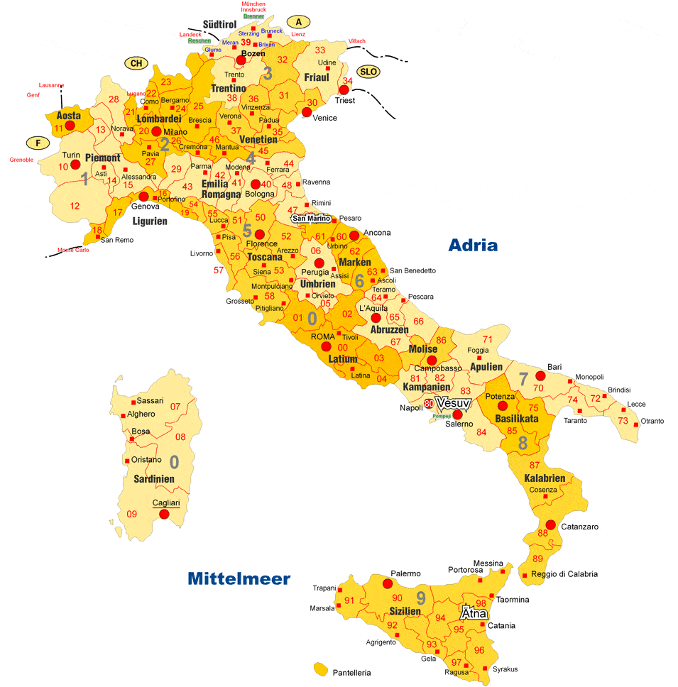 Karte Von Italien Karten Von Italien Landcarte Italien