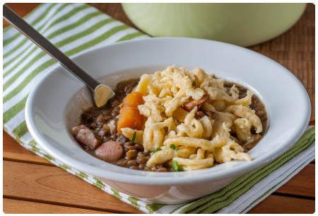 Linsen  mit Spatzle