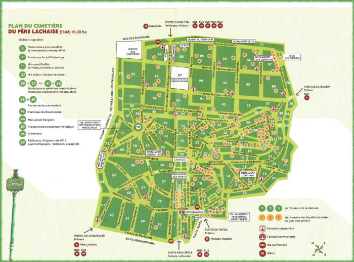 Mappa Cimitero Père-Lachaise