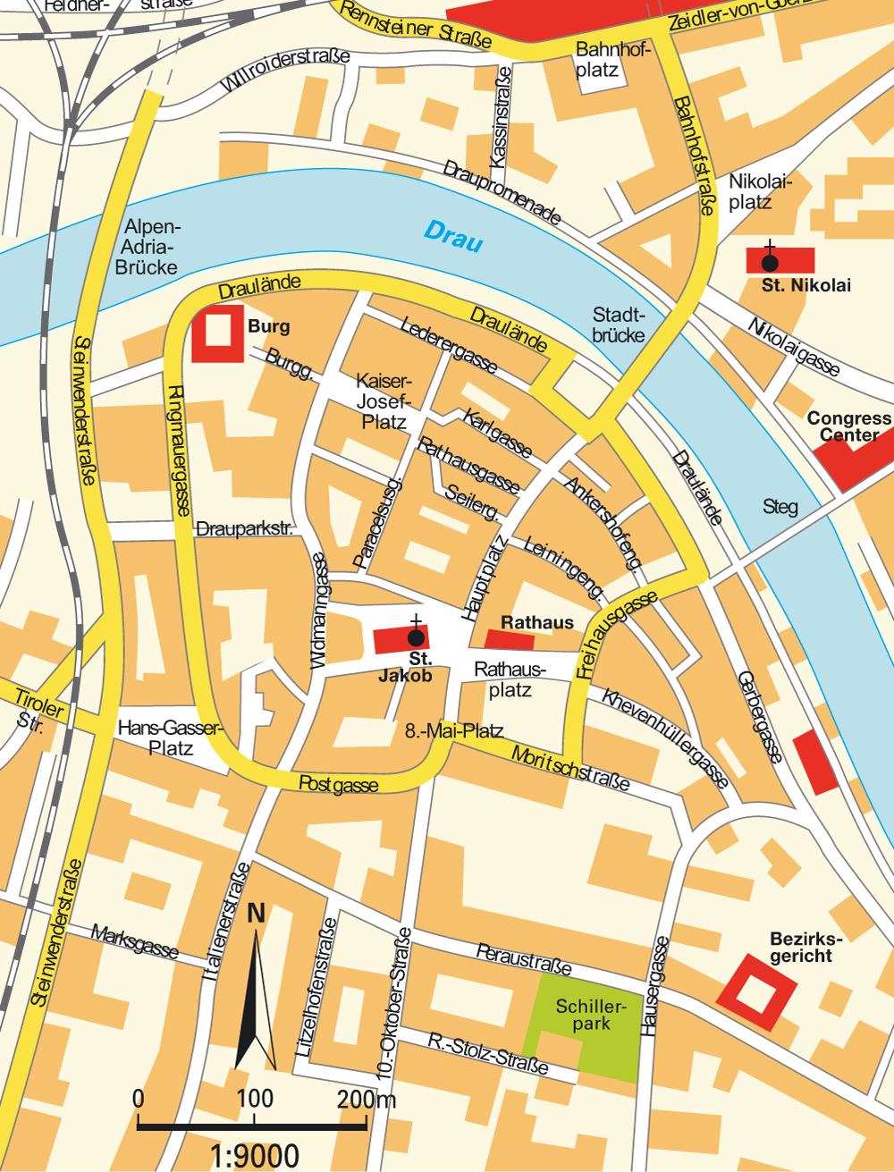 Karte von Villach - Stadtplan Villach
