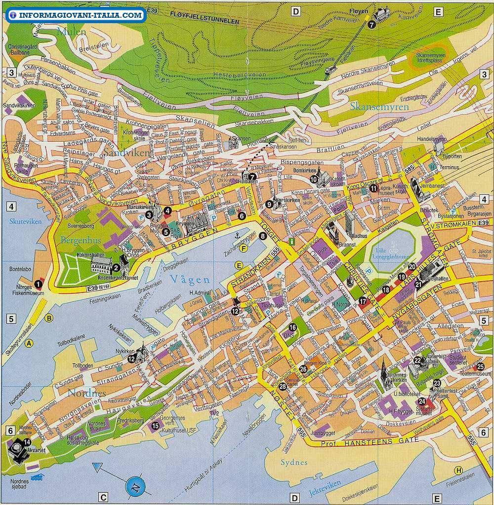 Mappa di Bergen - Cartina di Bergen