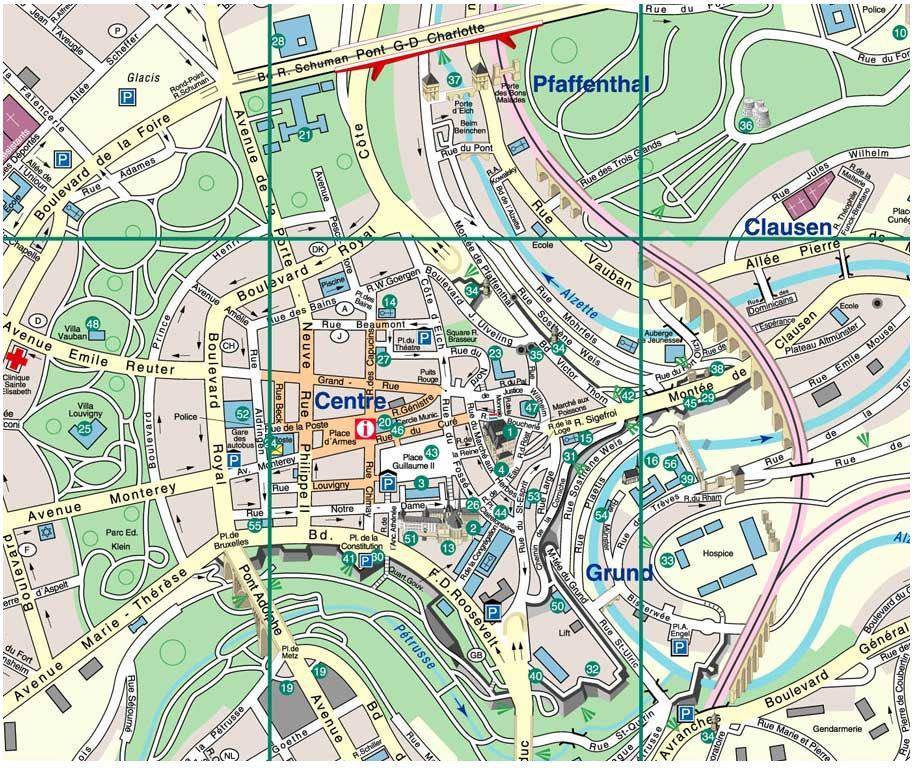 Karte von Luxemburg Stadt - Stadtplan Luxemburg-Stadt