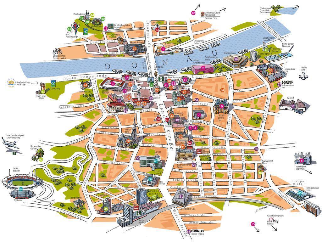 Karte von Linz - Stadtplan Linz