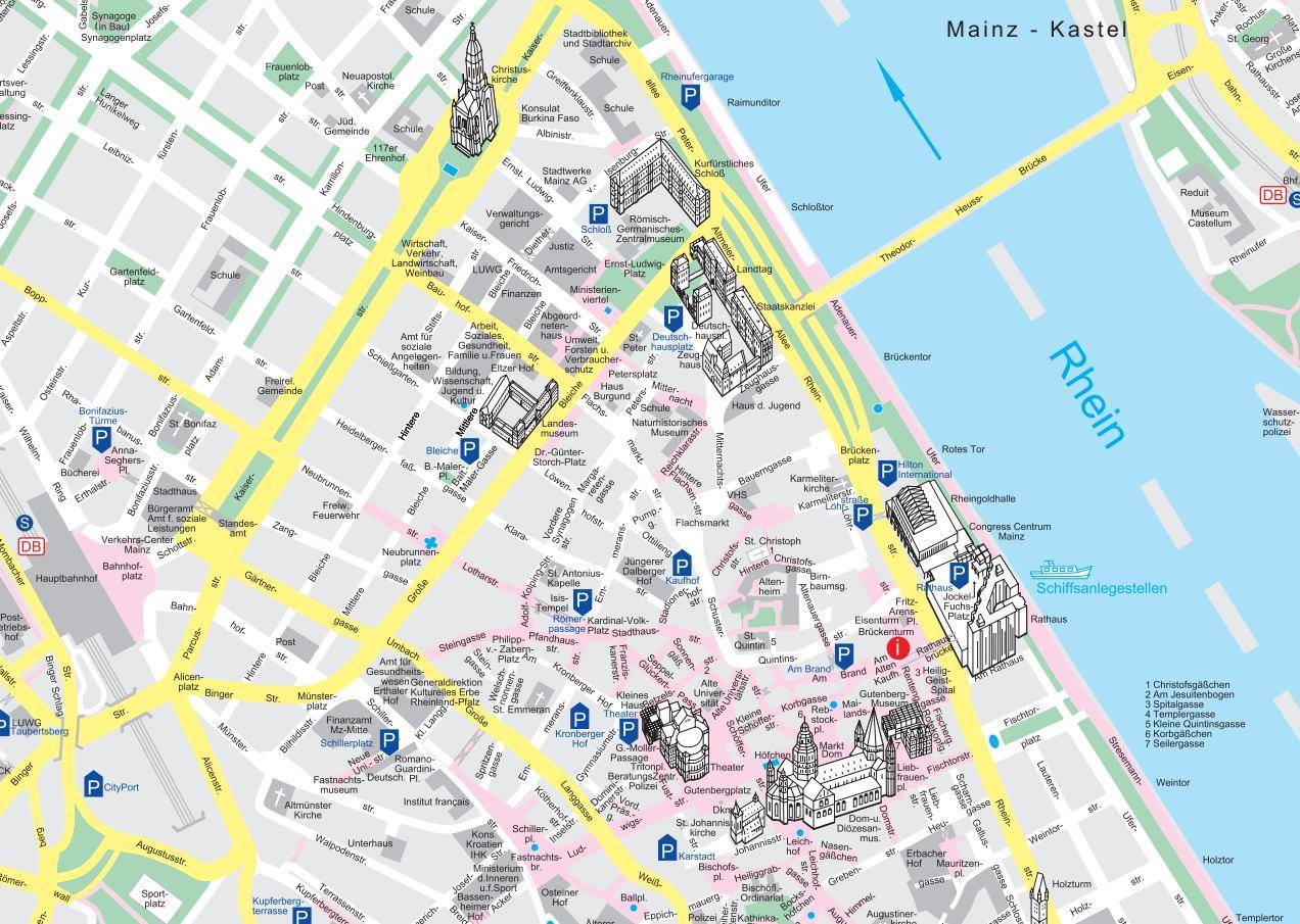 Karte von Mainz - Stadtplan Mainz