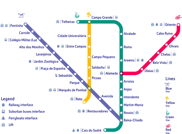 Cartina Metro di Lisbona