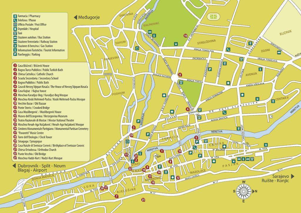Mappa di Mostar - Cartina di Mostar