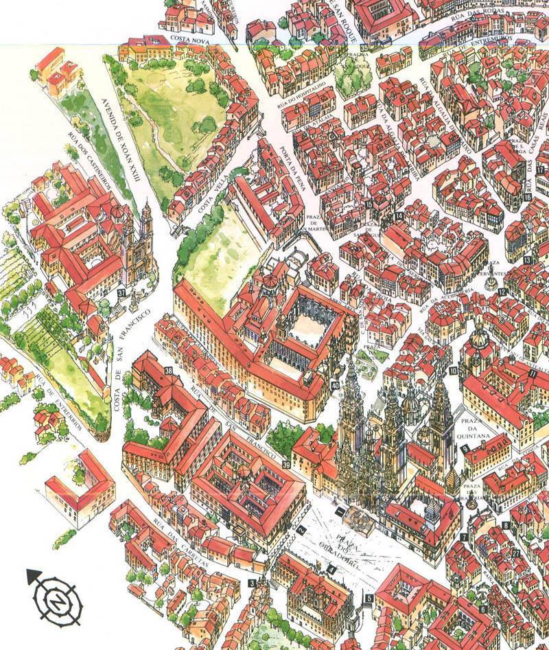 Mapa de Santiago de Compostela Plano de Santiago de Compostela