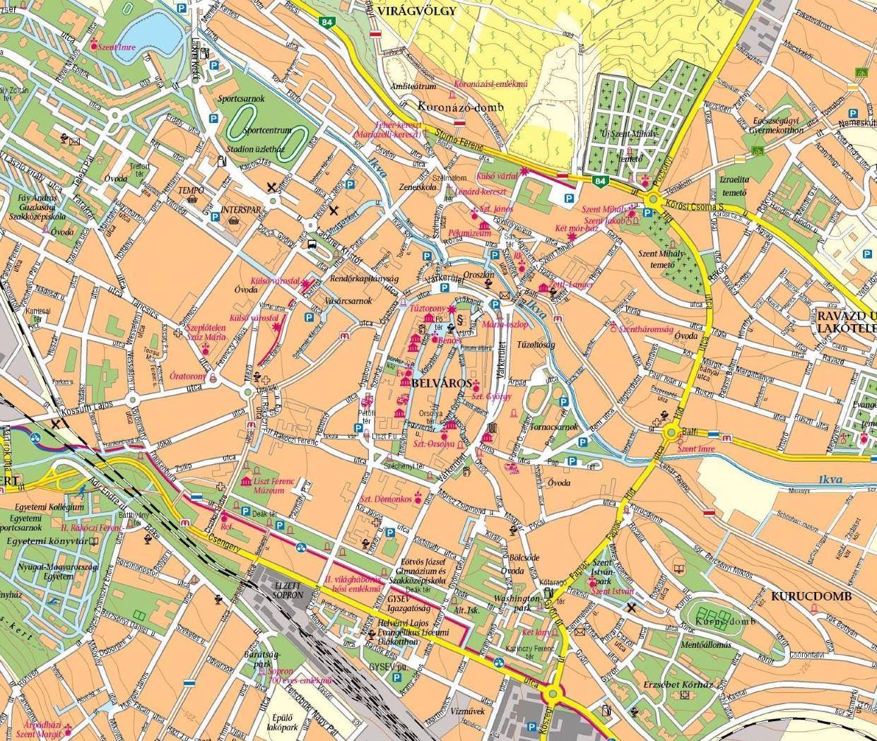 Karte von Sopron - Stadtplan Sopron
