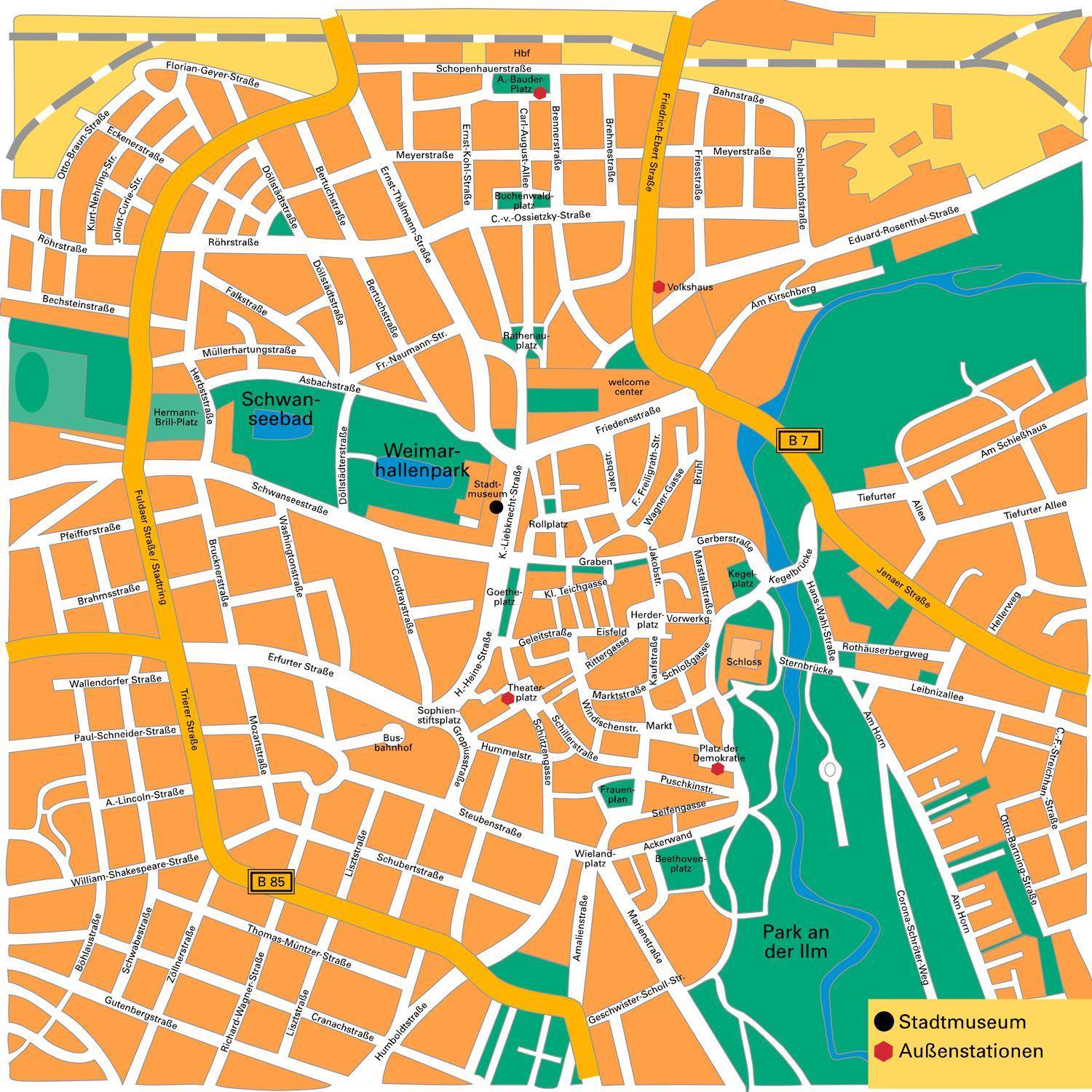 Karte von Weimar- Stadtplan Weimar