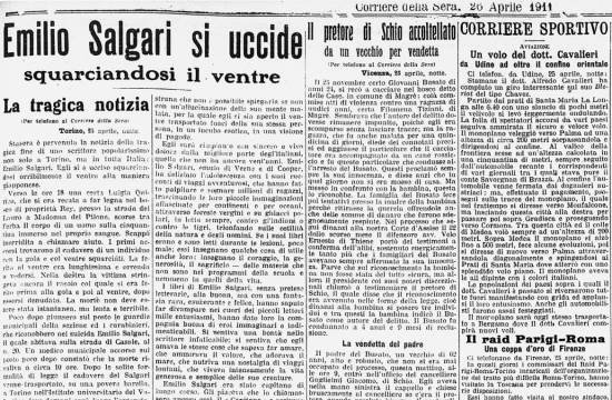 Articolo sulla morte di Salgari del 26 aprile 1941