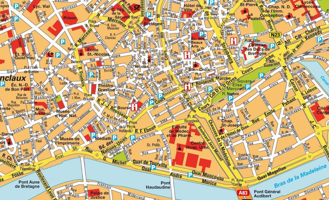 Map Of Nantes Map Of Nantes