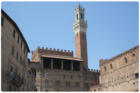Palazzo Pubblico e Loggia vista de Piazza del Mercato  - Siena