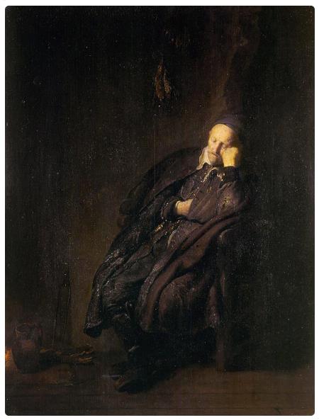 Ritratto di vecchio che dorme - Rembrandt